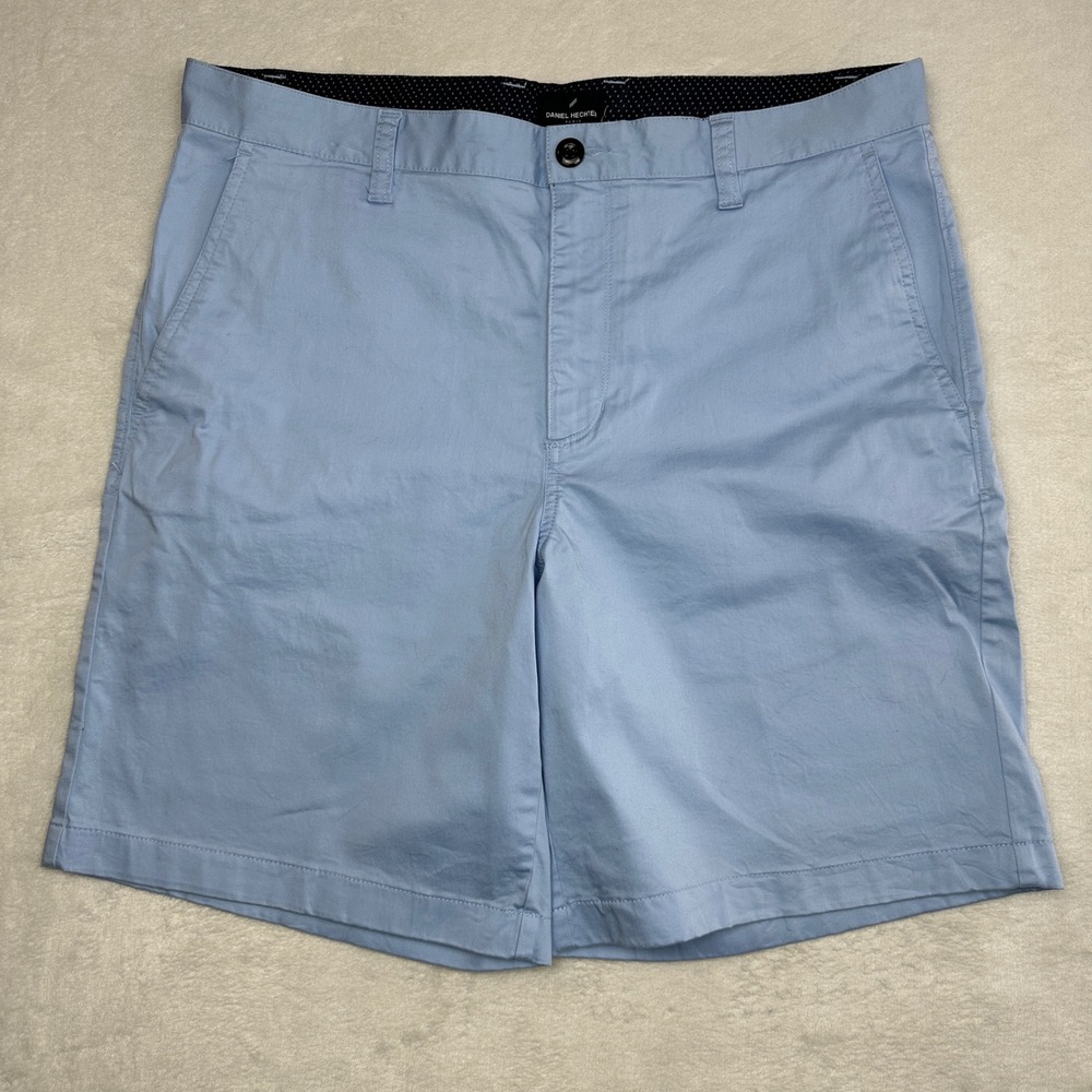 Daniel Hechter Paris Mens 36 Chino Shorts Light Blue‎ Flat Front Cotton Blend